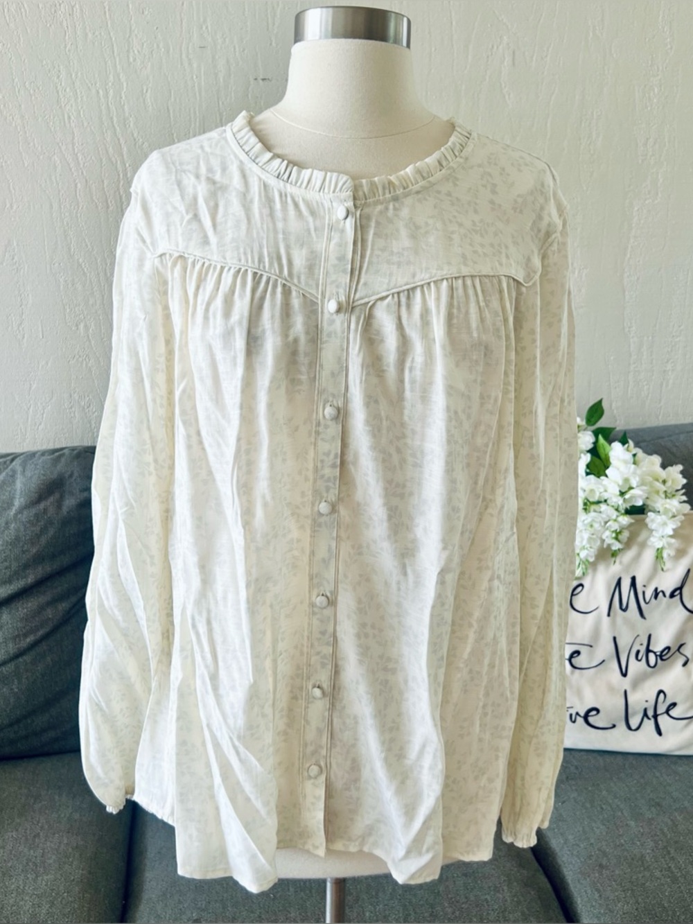 Lauren Conrad Cream Cottagecore Peasant Blouse